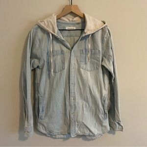 Pacsun Light wash Denim hooded button up Shirt